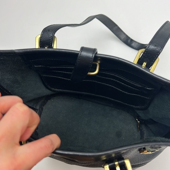 Vintage Dooney & Bourke Black All Weather Leather Pebbled Tote Gold Hardware - Picture 13 of 15